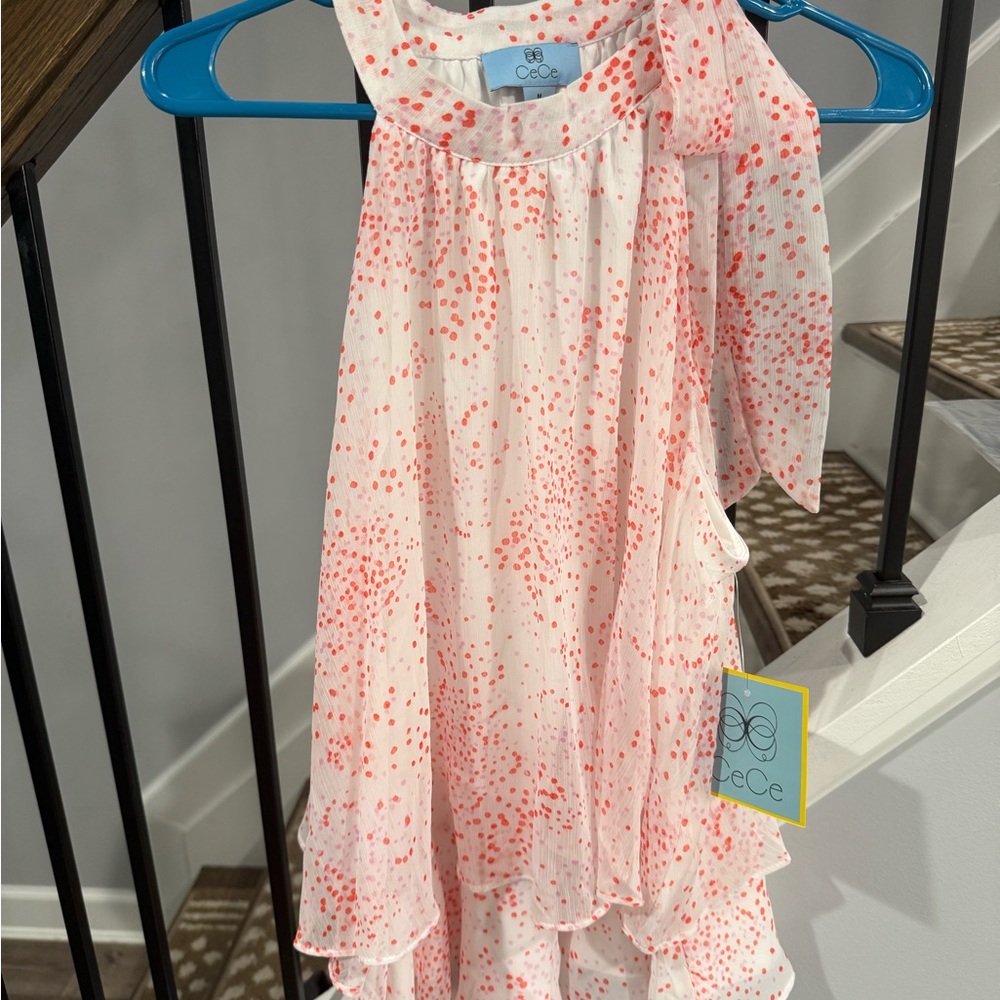 CeCe Red and Pink Polka Dot Dress